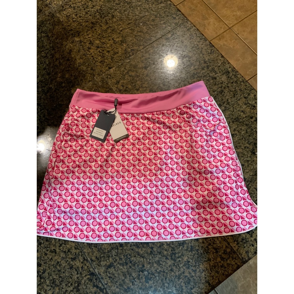 Maelreg Performance Golf Skort Womens Large Pink Circle Triangle MGWGS002 NEW